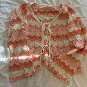 Celebrity Pink Chevron Cardigan in Peach and Cream